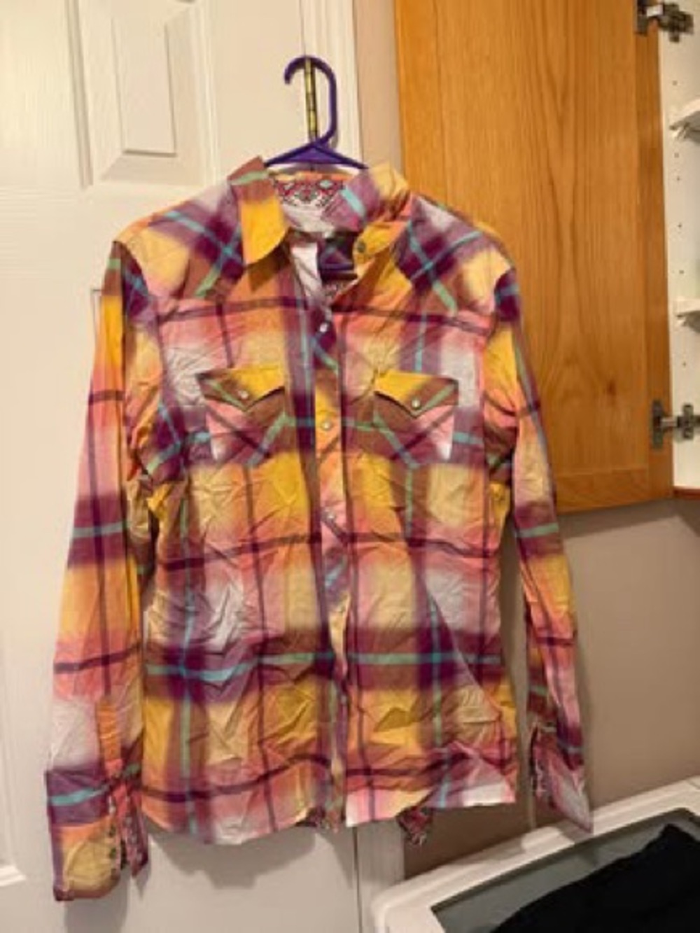Tin Haul Yellow Pink Plaid Button-Down Shirt